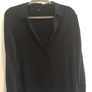 Theory black button down blouse